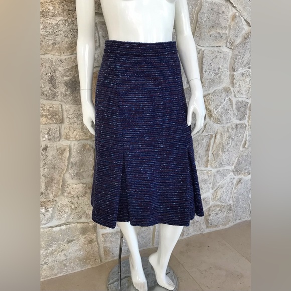 Beautiful Vintage 1960s 1970s Custom Nubby Tweed Skirt with Inverted Pleats S/M - Picture 1 of 15
